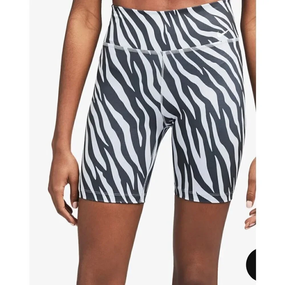 NIKE One Clash Zebra Print Bike Shorts NWT